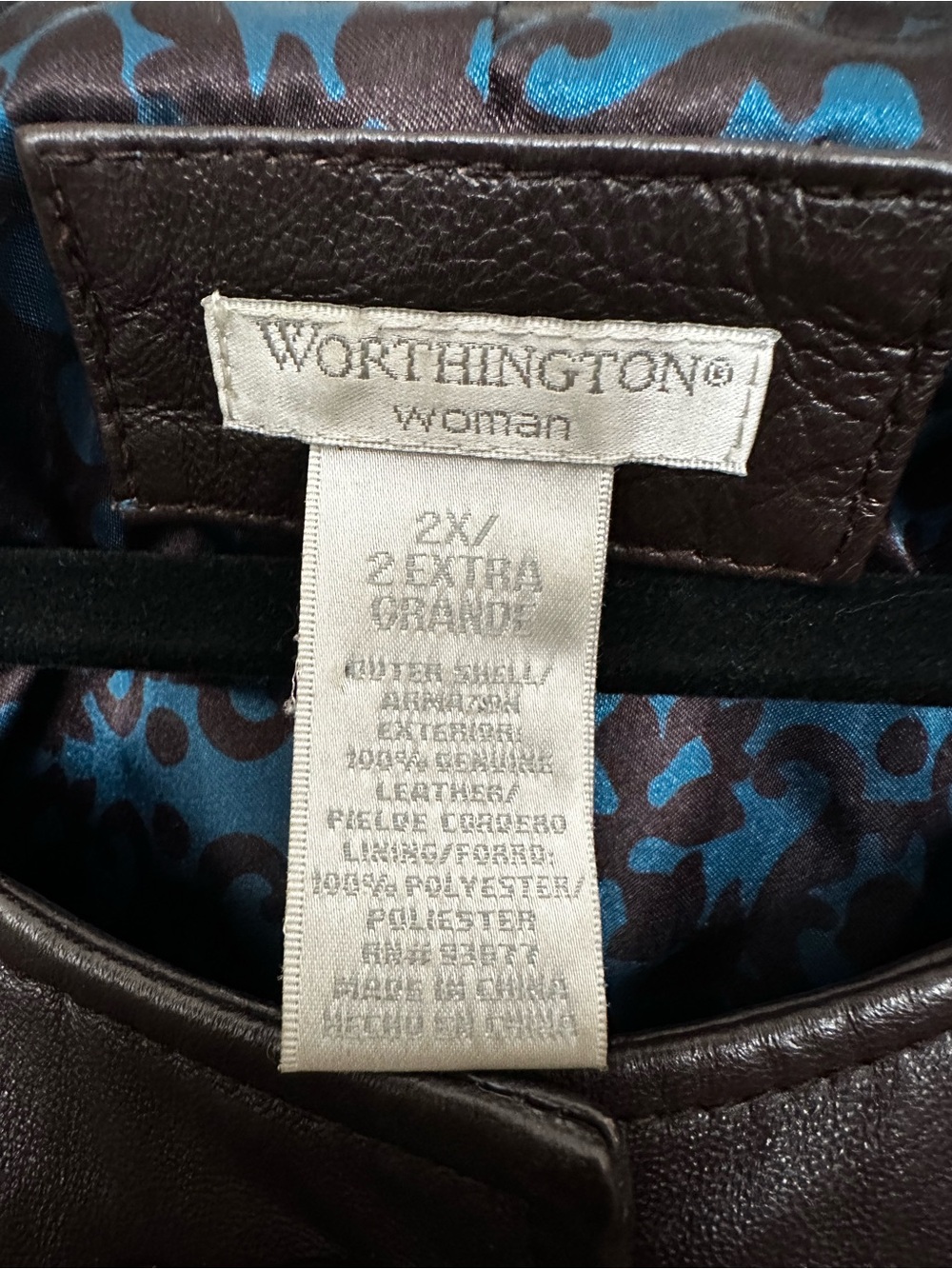 Worthington Woman 2X Genuine Leather Brown Jacket Button Front - Picture 7 of 9